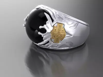 Ring Harley Davidson motors with Stone 3D print model