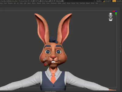 Rabbit Boss Basemesh - Character Design in ZBrush 3D model
