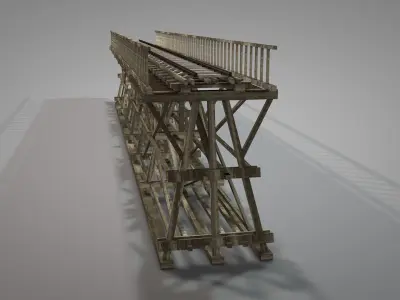 Old Wooden Railway Bridge v2 Low-poly 3D model