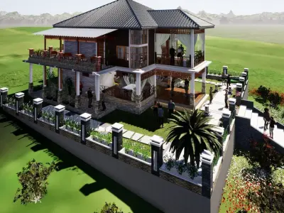 villa 2 floors 3D model