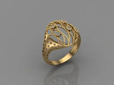 STL 3DM Print Ready Women Diamond Ring Lightweight Printable  3D print model 128