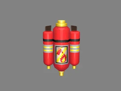 Cartoon Backpack - Fire Extinguisher Low-poly 3D model
