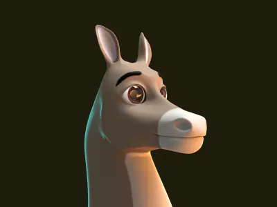 Stylized Male Donkey NoRig Low-poly 3D model