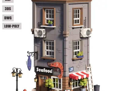 Cartoon House 01 Low-poly Building Low-poly 3D model