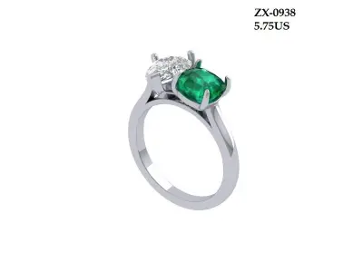 2 Stone Wedding Ring 3D print model
