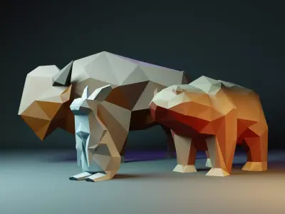 Polygon Spirit Animals  Low Poly Pack Low-poly 3D model