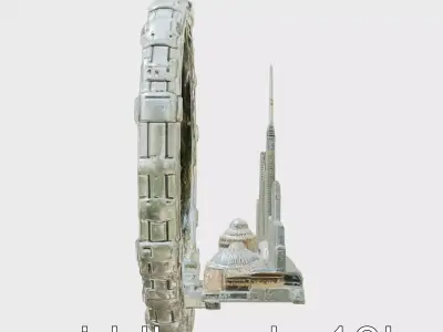 Futuristic Cyberpunk Circular City Model Low-poly 3D model