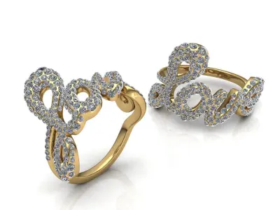 Love Ring Pave 3D print model