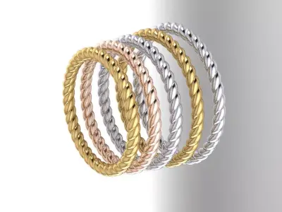 2MM WIDE TWIST SPIRAL ROPE BAND 3D print model