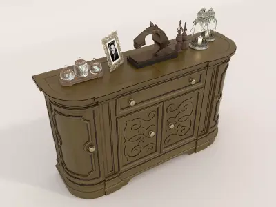 Classic European style Sideboard and Decoration 4 3D model