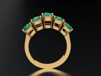 FIVE STONE OVAL RING  3D print model