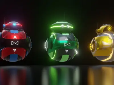 SPHERE BOT  - LOWPOLY -  PBR Low-poly 3D model