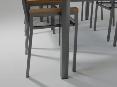Exterior glass table with chairs 3D model