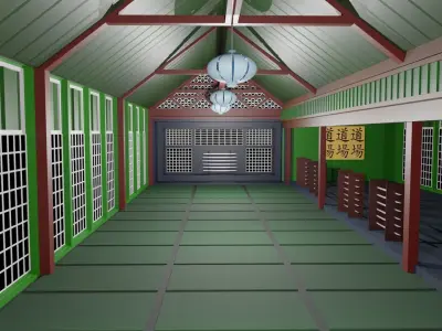 Dojo Hall Low-poly 3D model