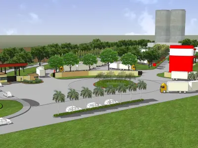 Layout for Cement plant entrance 3D model