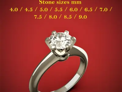 Engagement Solitaire rings 3D print model