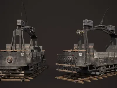Old Tram Repair Low-poly 3D model