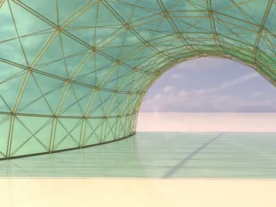 Architectural spaceframe arched structure  3D model