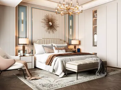 Modern Light Luxury Bedroom Model 3D model