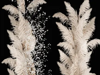 Art Installation Of Dry Branches Dried Flowers 3D model