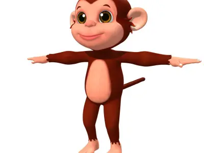 Cartoon Monkey Low-poly 3D model