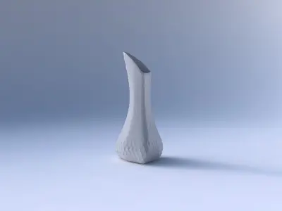 Vase puffy tappered triangle with diagonal grid pattern 3D print model