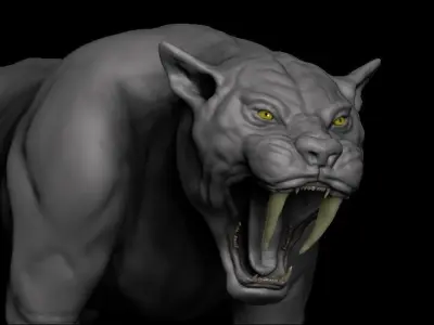 Saber tooth Cat High Poly Print ready  3D model