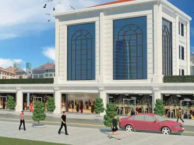 Office Building Exterior 3ds Max V-Ray Scene 3D model