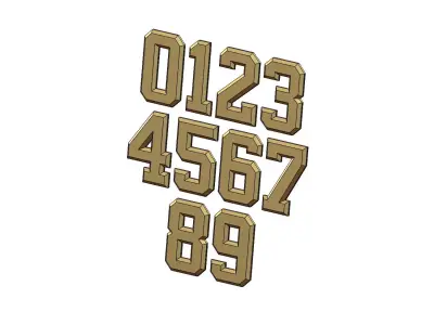 Chamfered NBA font numbers set 3D print model