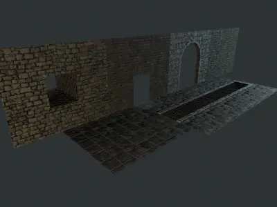 Stone wall Low-poly 3D model buy