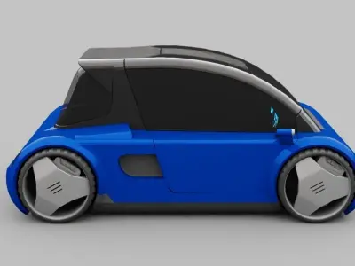 Futuristic city car  rigged 3D model