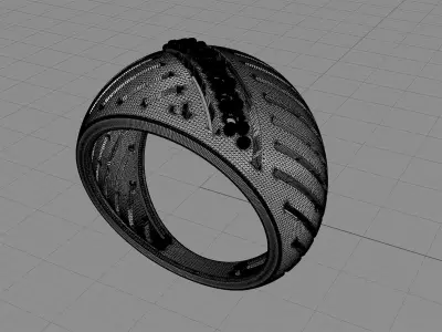 D-1829 gold ring with diamonds 3D print model