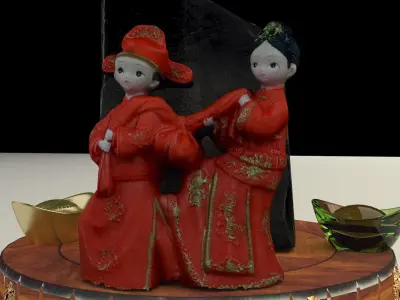 Chinese wedding doll 3D model buy