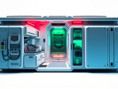 Futuristic Laboratory Module with Neon Lights model pack Low-poly 3D model