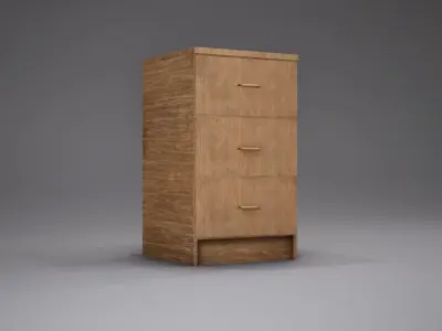 Cabinet wooden with three drawers Free low-poly 3D model