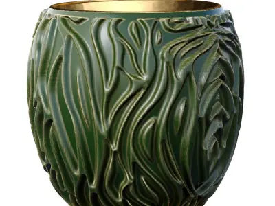 Decorative Designer Vases Urn pot with Gilding Fleur River Set 3D model