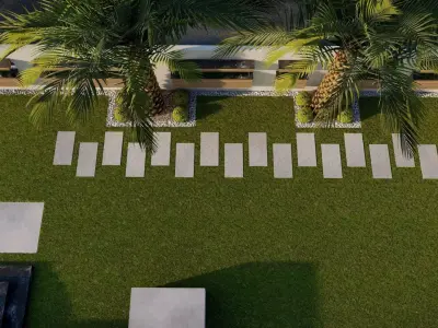 Garden design 3d model of luxury villa 3D model