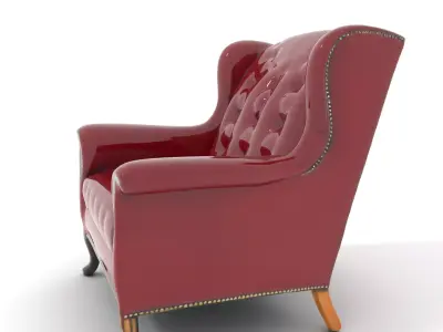 Elegant Burgundy Armchair model pack Low-poly 3D model