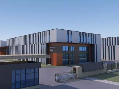 Industrial Building Factory 14 Low-poly 3D model