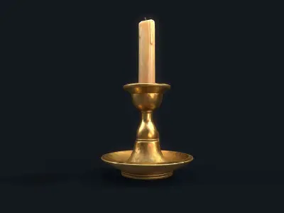 Medieval Candlestick 5 Low-poly 3D model