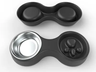 Pet Bowl M08 - with STL Low-poly 3D model