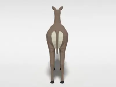 Low Poly Cartoon White-tailed Female Deer Low-poly 3D model