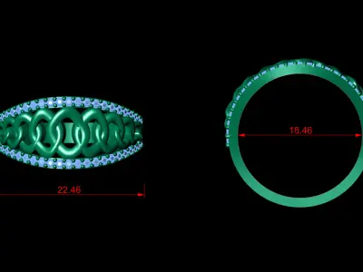 Cuban Chain Jewelry Ring 3D print model