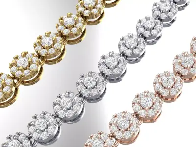 Round Halo Diamond Necklace H17 - 47319 3D print model