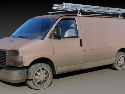 Abandoned Car van Low-poly 3D model