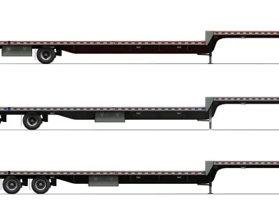 Kenworth W900A dropdeck 1980 Low-poly 3D model