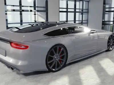 BLENDER EEVEE Brandless Sports GT coupe Low-poly 3D model