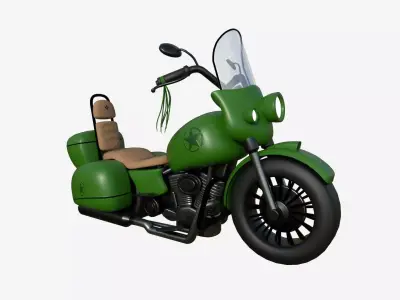 Motorcycle Cartoon B05 Green Army - Custom Vehicle Design Low-poly 3D model