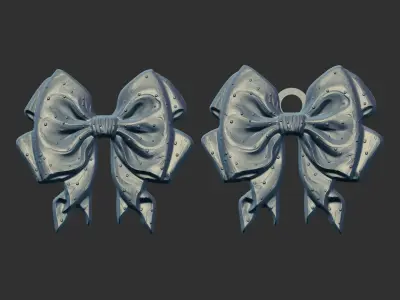 christmas ribbon bow 4 3D print model