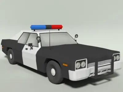 Low Poly Cartoon Dodge Monaco Police Car Low-poly 3D model